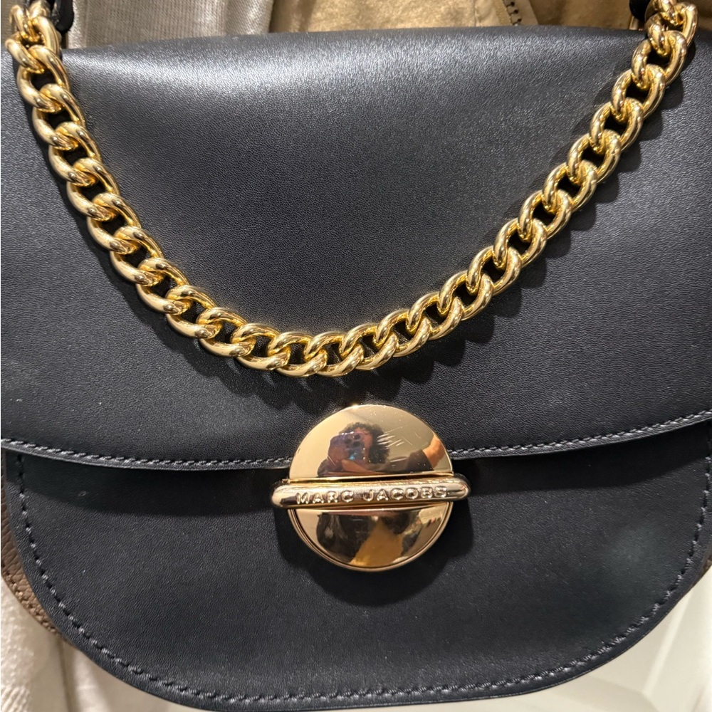Marc Jacobs Black Crossbody Bag with Gold Chain